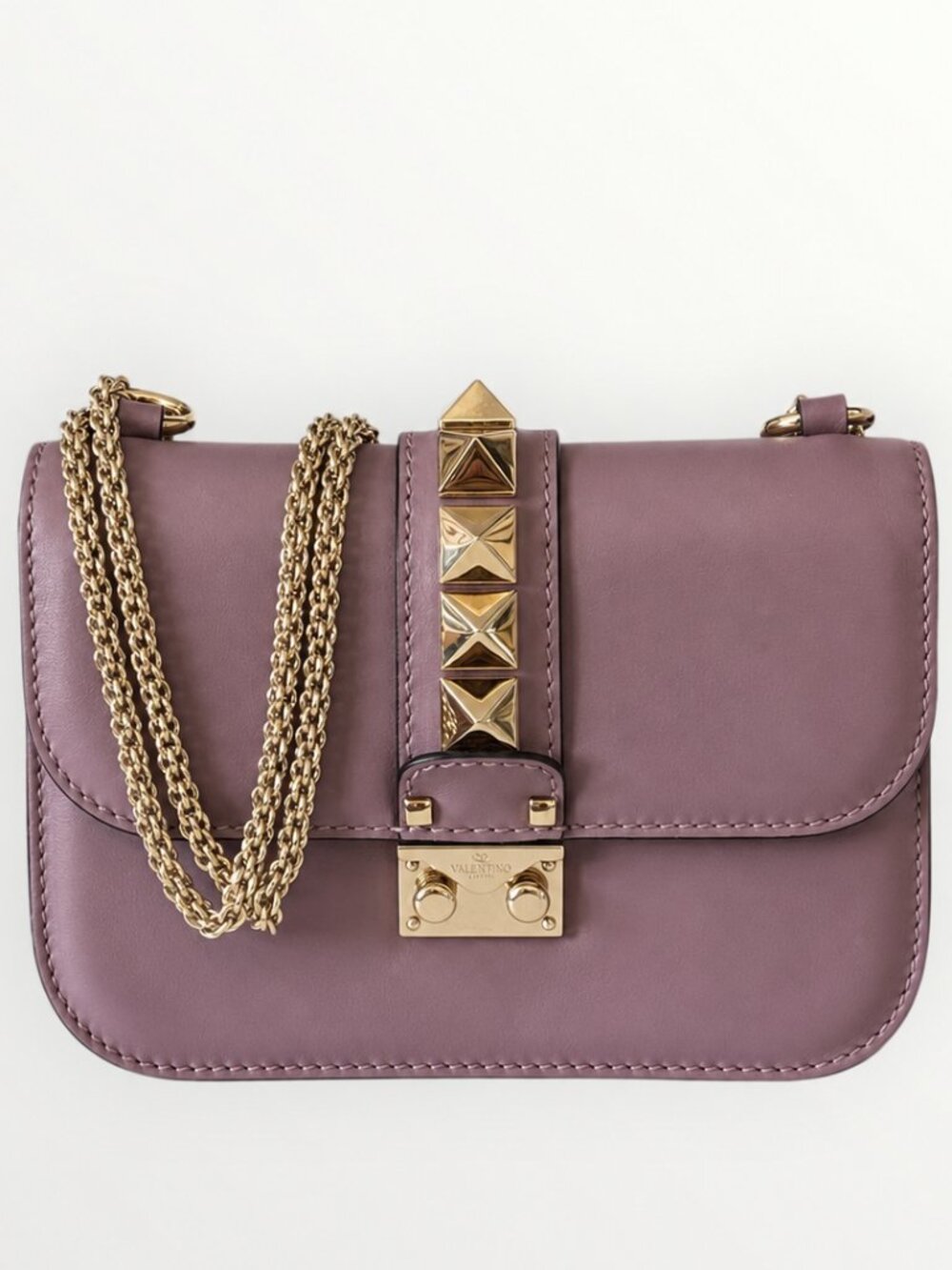 Valentino Garavani Glam Lock Small Lavender Shoulder Bag